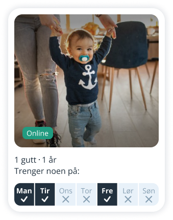 Foreldreprofil på Sitly som søker barnevakt til en gutt på 1 år